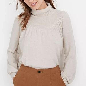 Madewell Shirred Balloon-Sleeve Turtleneck Sweater